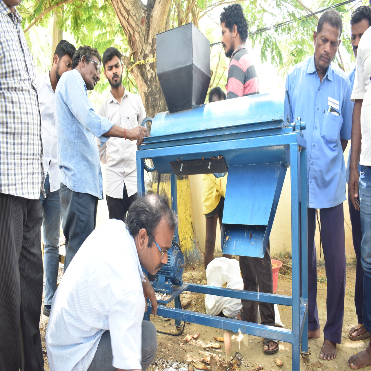 Need Identification workshop and Mango seed decorticator trials at Chitoor